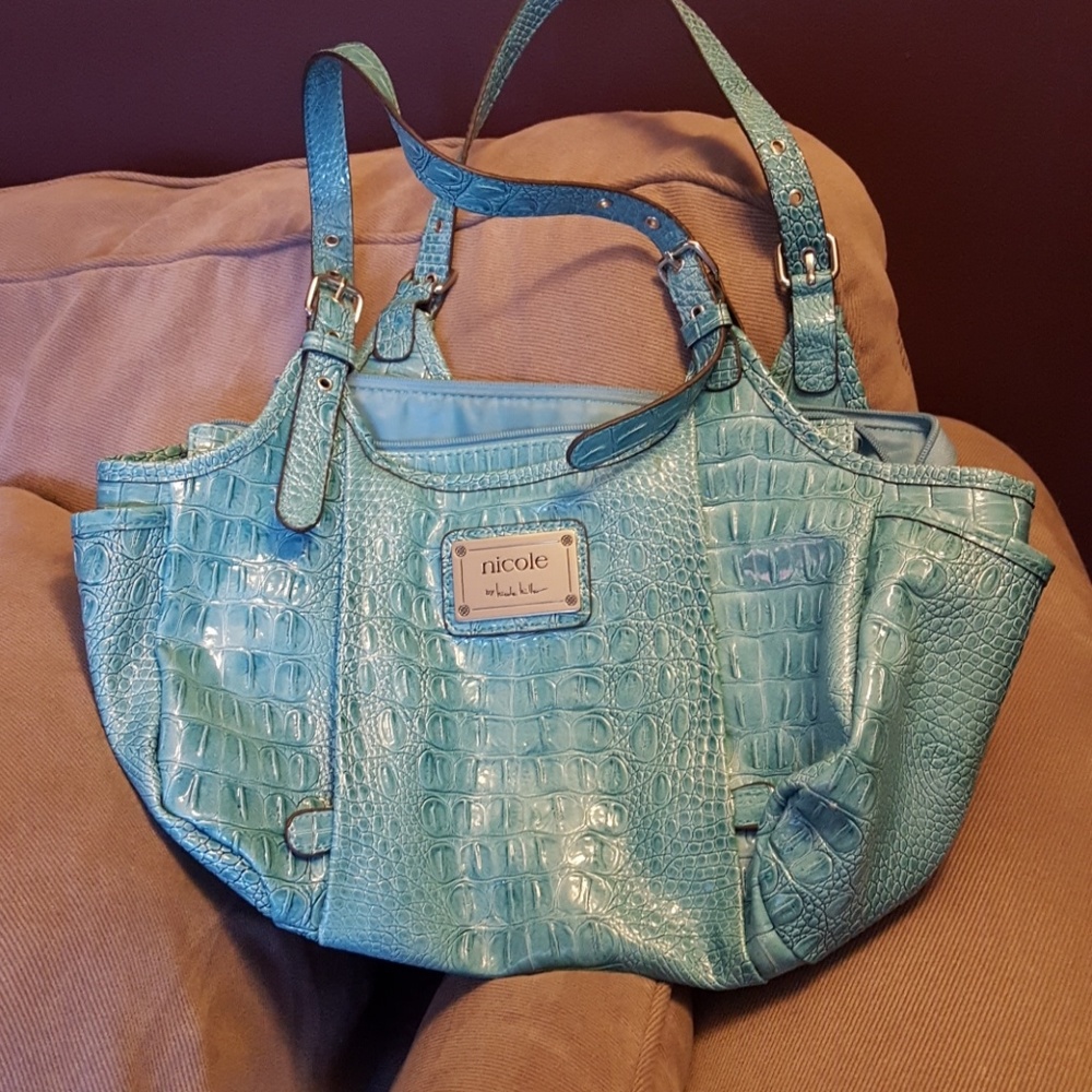 Nicole Miller aqua purse