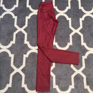 "Shinestar" Red Faux Leather Pants