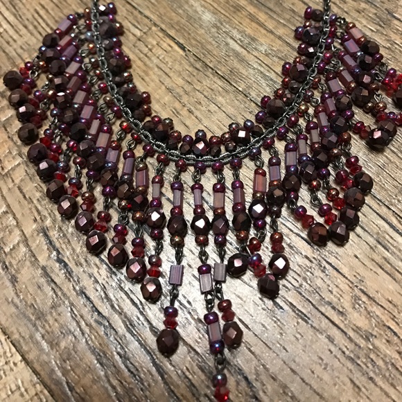 Pink & Purple Beautiful Beaded Statement Necklace - Picture 2 of 2