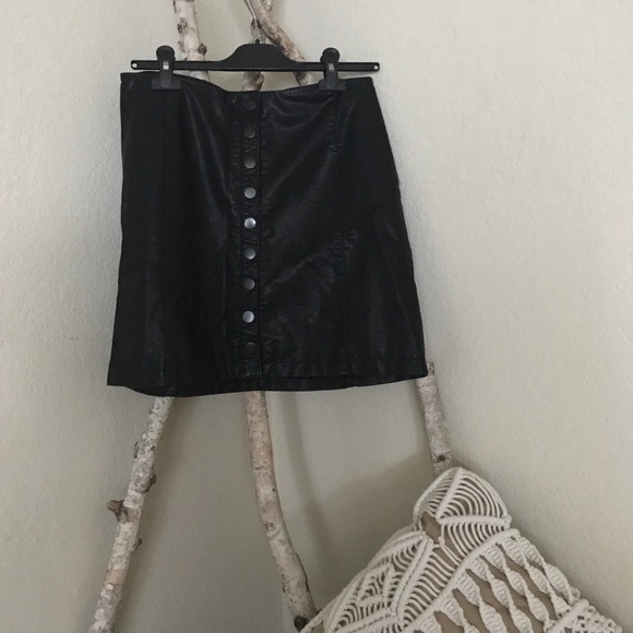 NWT free people black leather skirt - Picture 1 of 2