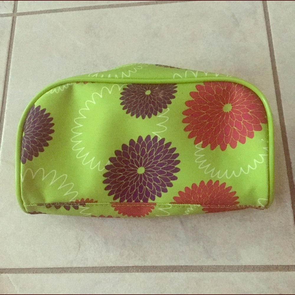 Green Floral Cosmetic Bag
