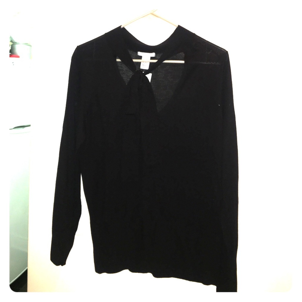 Black choker neck top with bow at neck