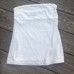 Strapless Express off-white shimmer top