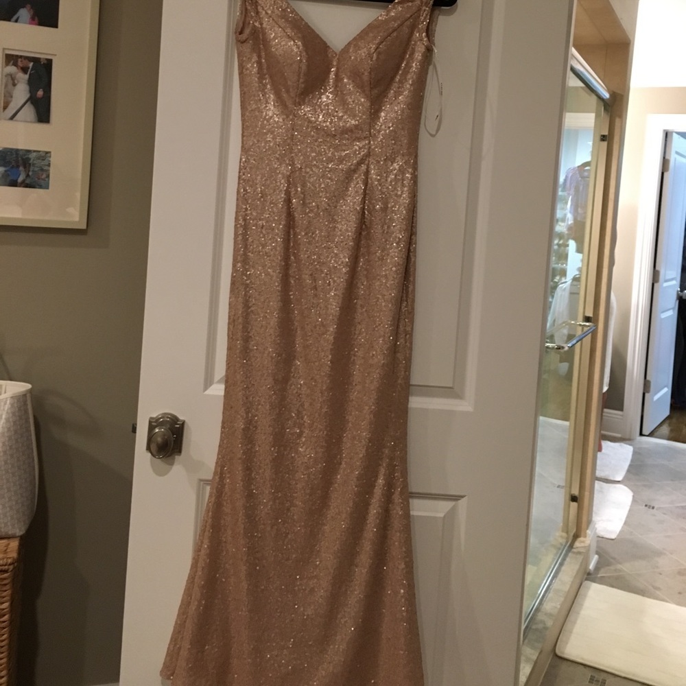 Bari Jay sequined rose gold dress