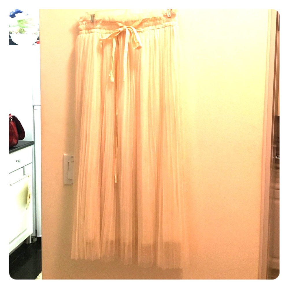 Cream colored tulle maxi skirt