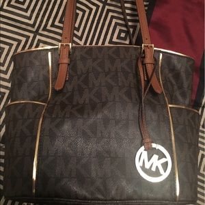 Michael Kors Jet Set Signature Logo Tote Brown