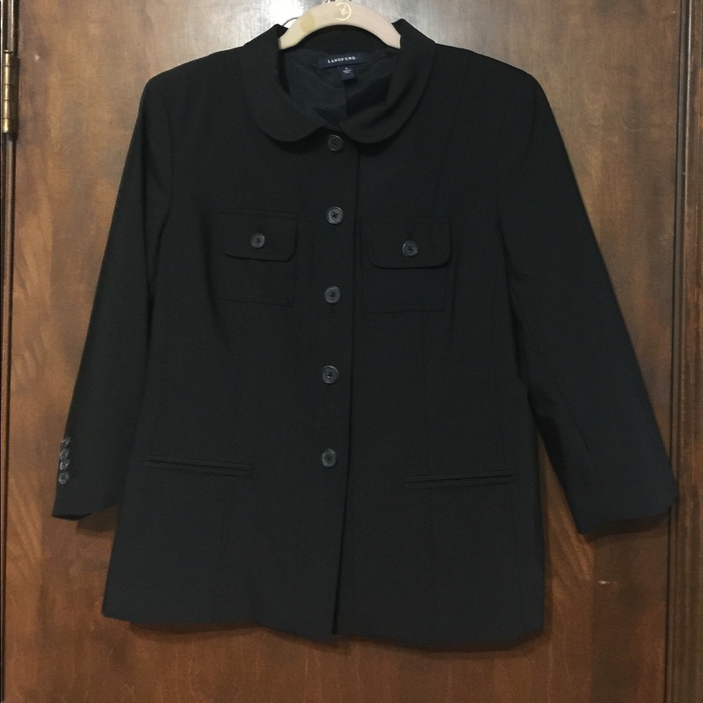 Lands' End black fully lined blazer. Size 14