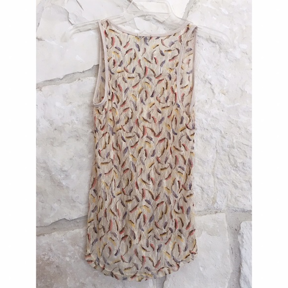 Feather Patterned Sheer Tank Top - Picture 2 of 2