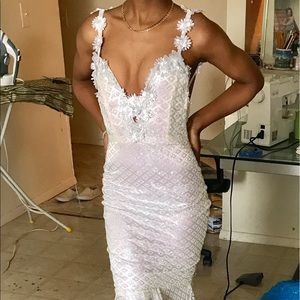Flawless white mermaid style prom dress