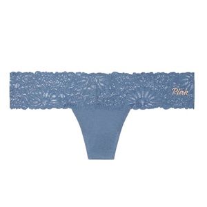 PINK VS floral lace trim thong NIP L