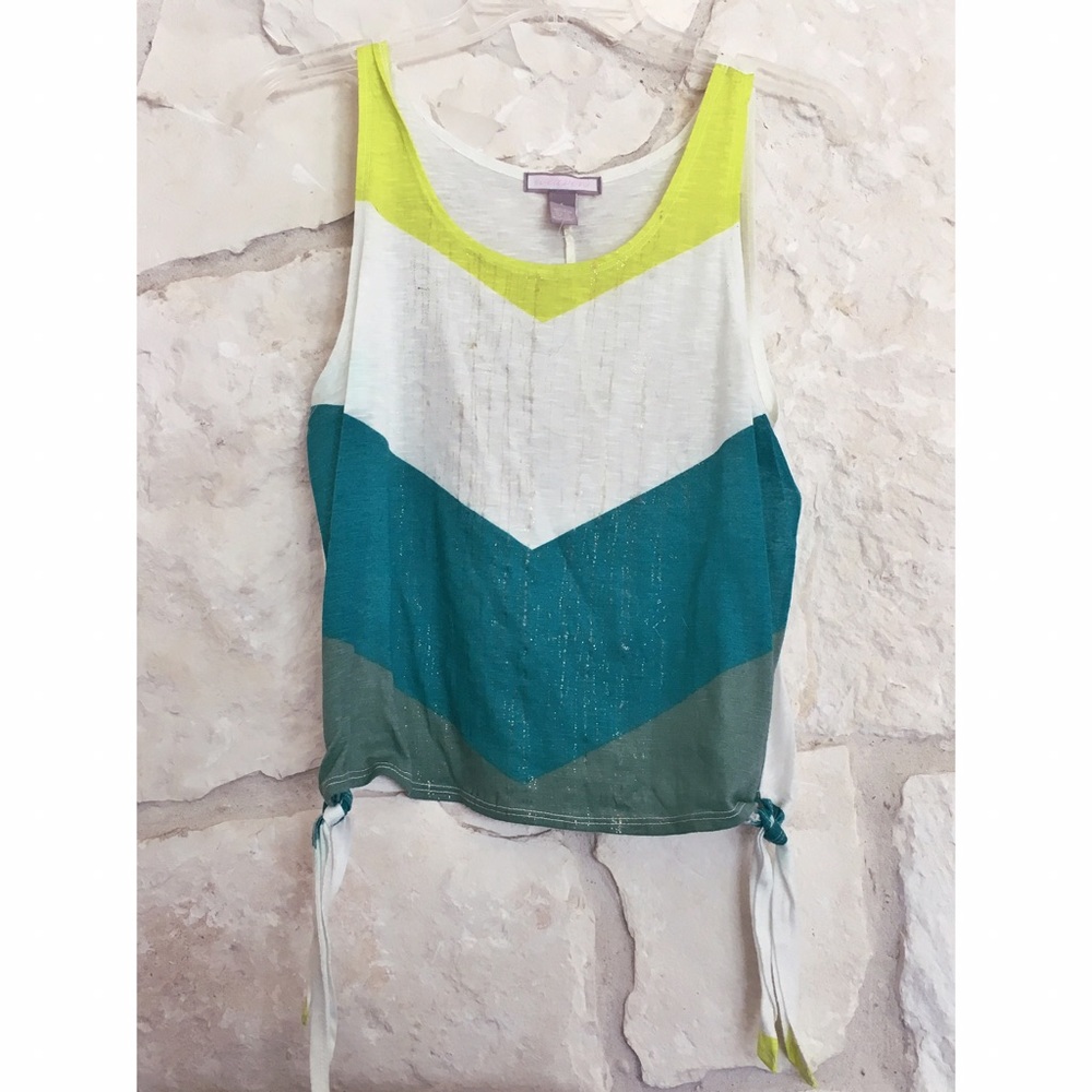 Geometric Color Block Tank with Metallic Detail