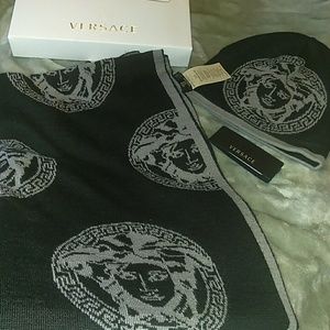 versace beanie and scarf