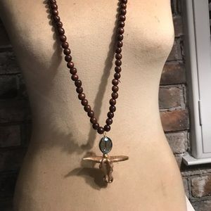 Beaded bull head necklace