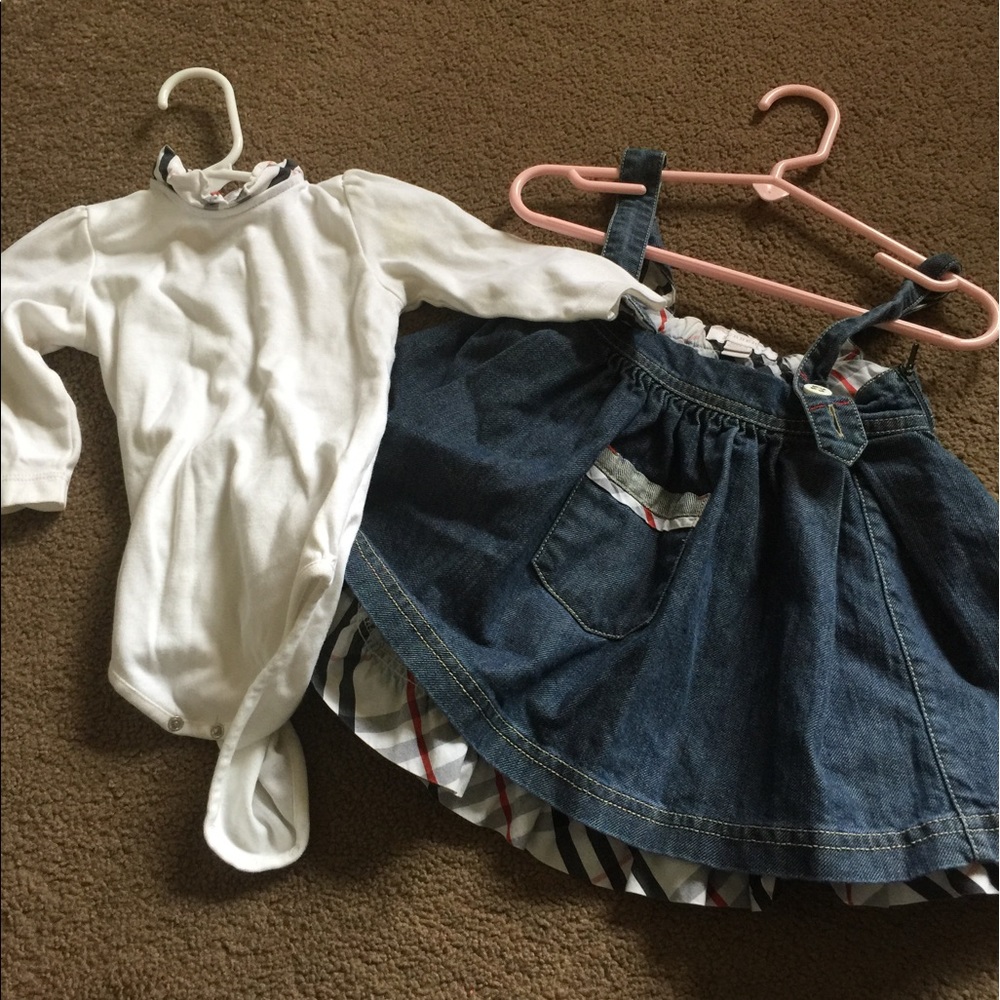 BURBERRY baby girl denim jumper & onesie