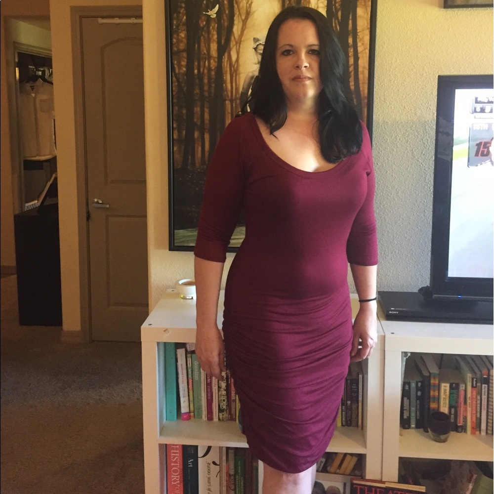 EUC Cranberry Bodycon Dress from ModCloth