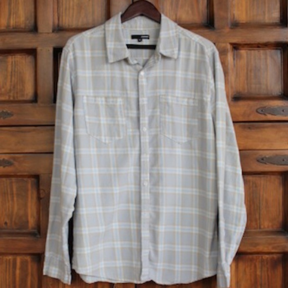 Elwood Grey/Light Blue Button Up/Flannel XL