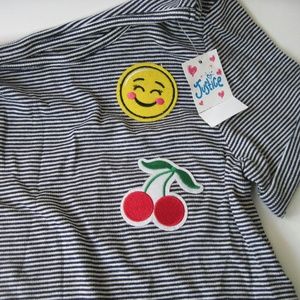 Girls Justice Striped and Embroidered Knit Tee