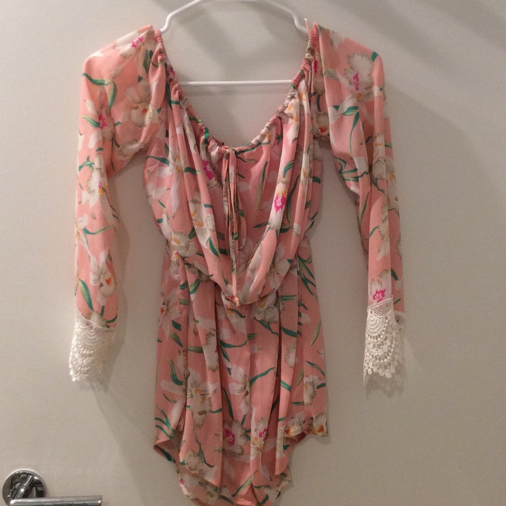 Pink floral romper