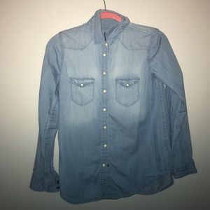 Denim button down boyfriend shirt