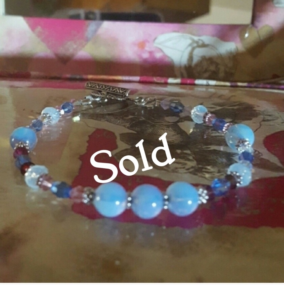 -Sold- OPALITE & SWAROVSKI TOGGLE BRACELET