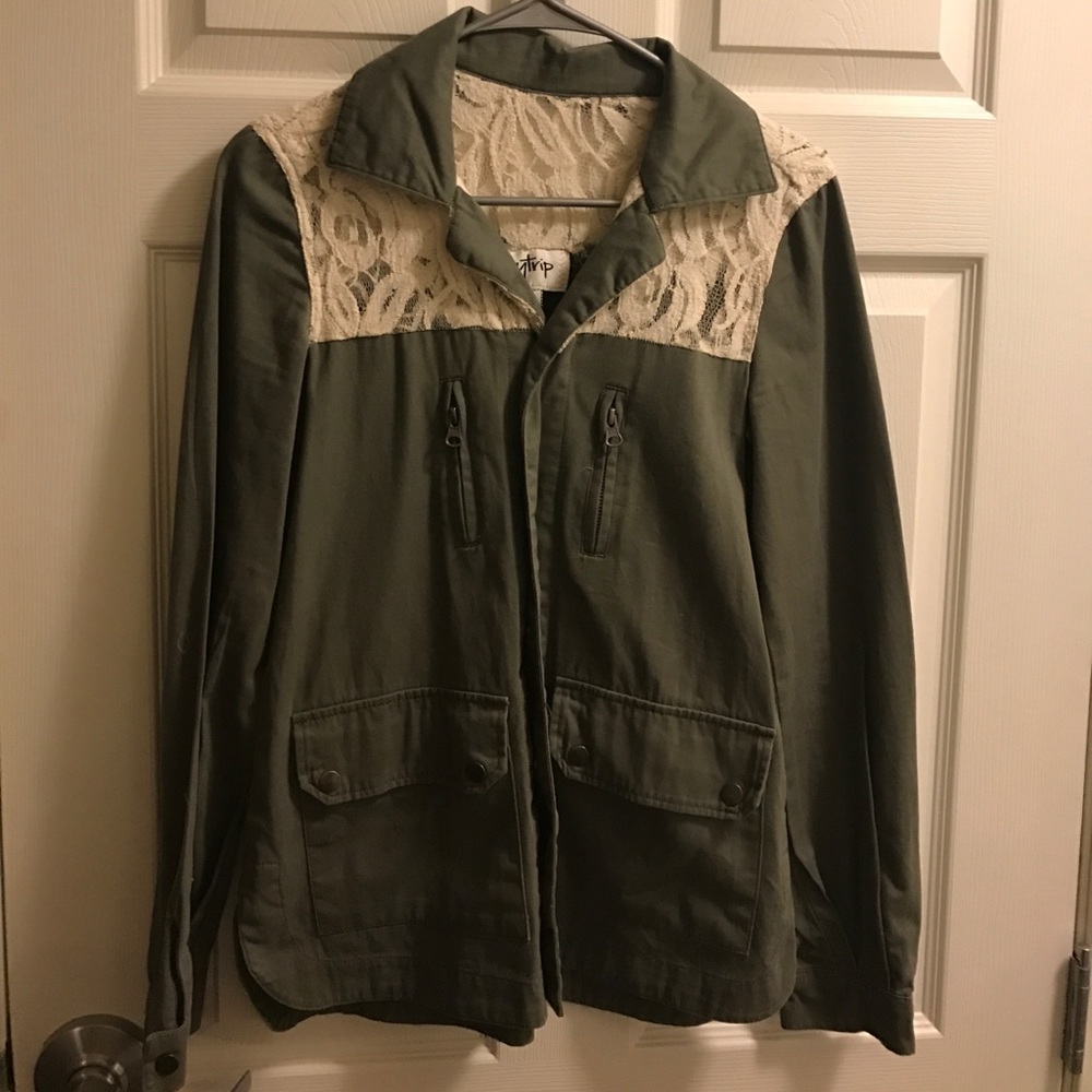 Buckle Lace Utility Jacket, Army Green, Light