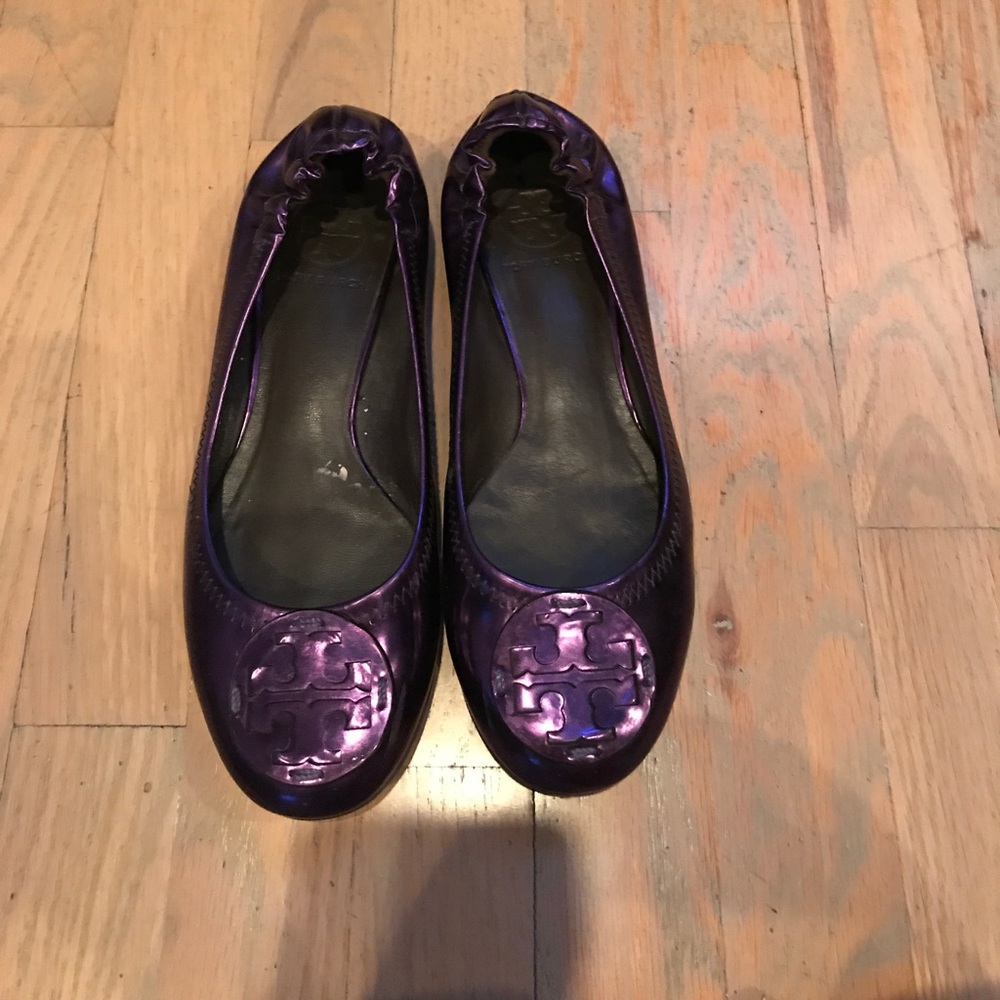 Metallic purple Tory Burch reva flats