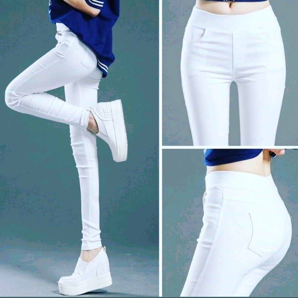 White ripped denim leggings jeggings