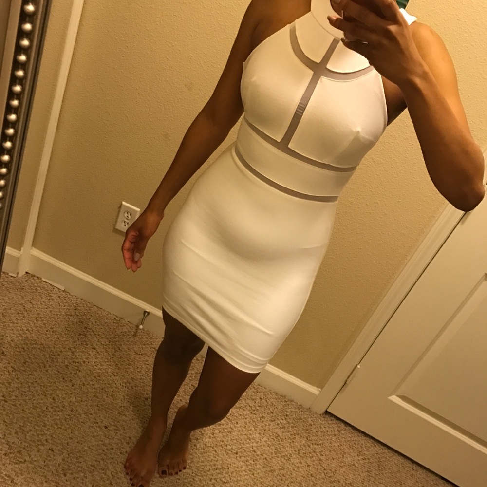 White bodycon mini dress