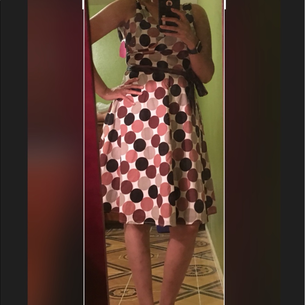 Beautiful polka dots  Dress  with tags  brown