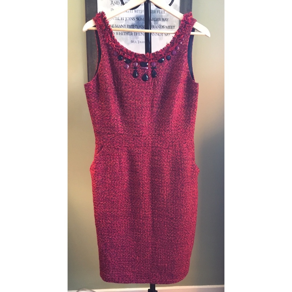 QVC Mid tweed dress w/embellishment Size 8 MINT
