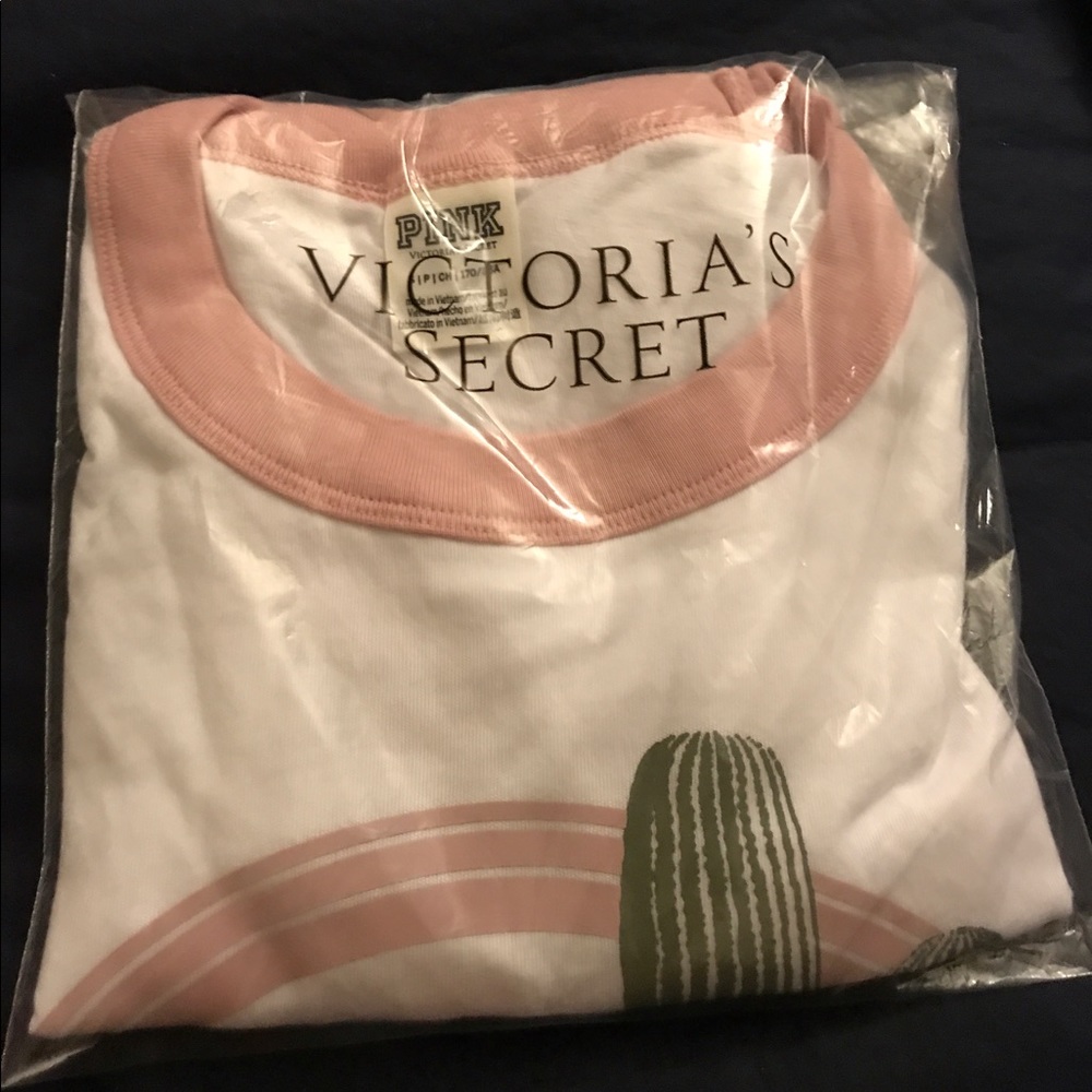 ⛔️sold⛔️PINK VS ringer crew 'Cactus' tee NIP SizeS - Picture 5 of 6