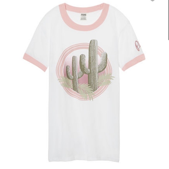 ⛔️sold⛔️PINK VS ringer crew 'Cactus' tee NIP SizeS - Picture 3 of 6