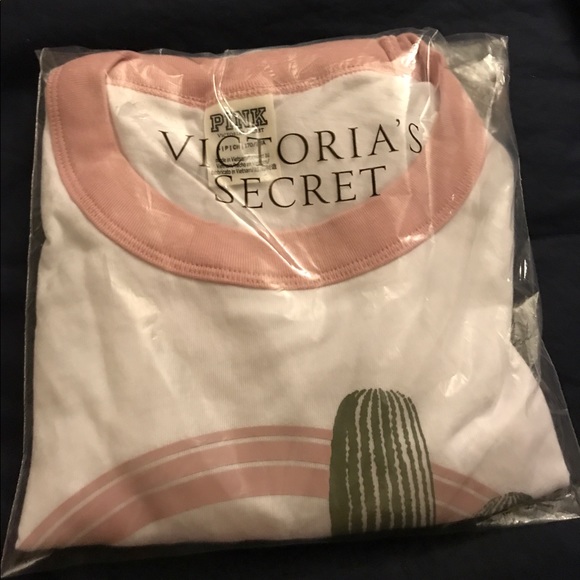 ⛔️sold⛔️PINK VS ringer crew 'Cactus' tee NIP SizeS - Picture 5 of 6