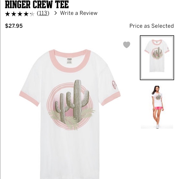 ⛔️sold⛔️PINK VS ringer crew 'Cactus' tee NIP SizeS - Picture 6 of 6