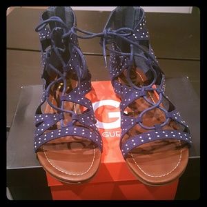 G by Guess Gladiator Sandals Navy Blue size 7.5