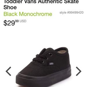 Toddler size 9.5 black skater vans