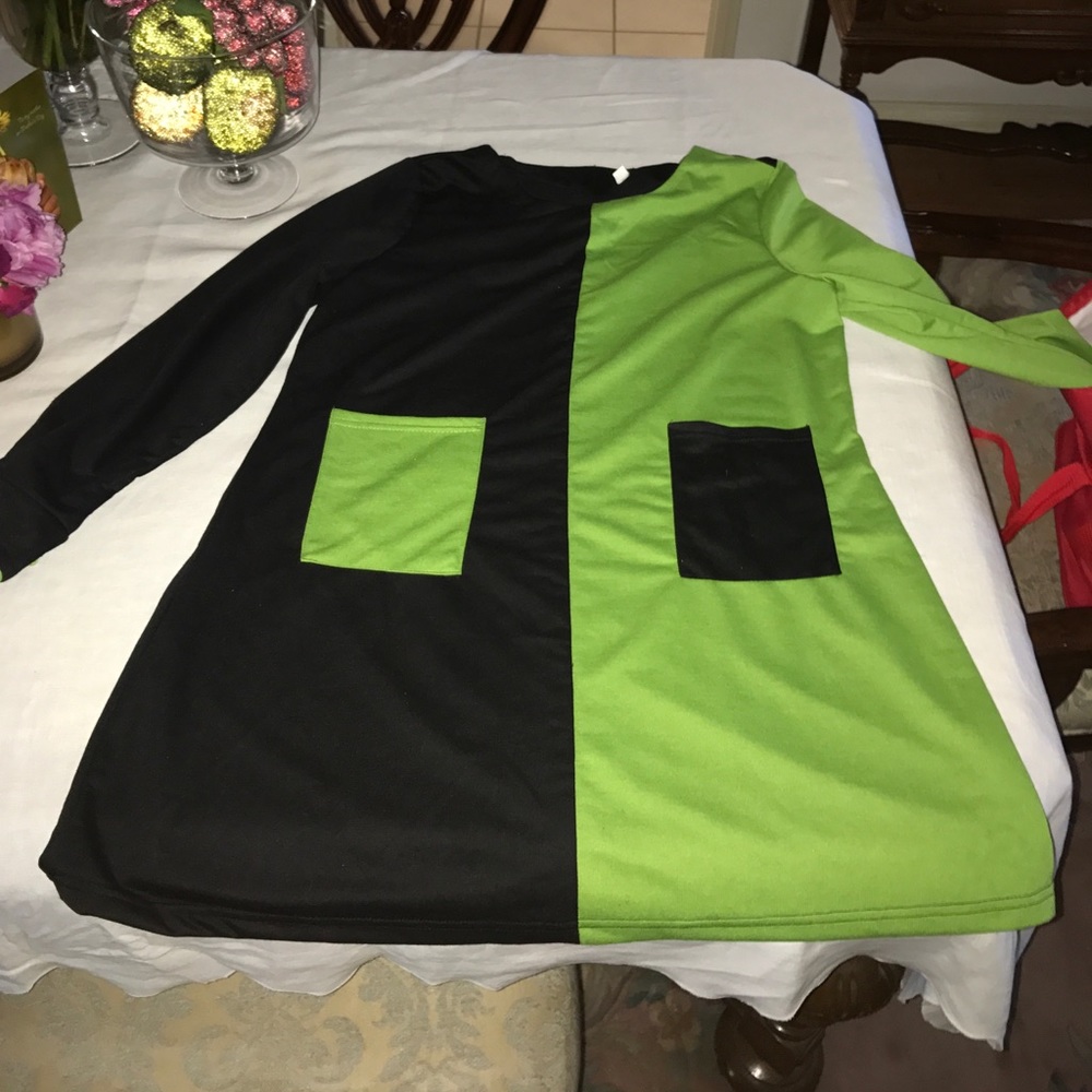 Black and green dress