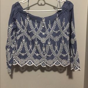 Embroidered Off The Shoulder Top