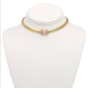 Gold tone pave and pink stone Choker necklace
