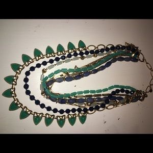 Stella & Dot multi-layer blue and green necklace