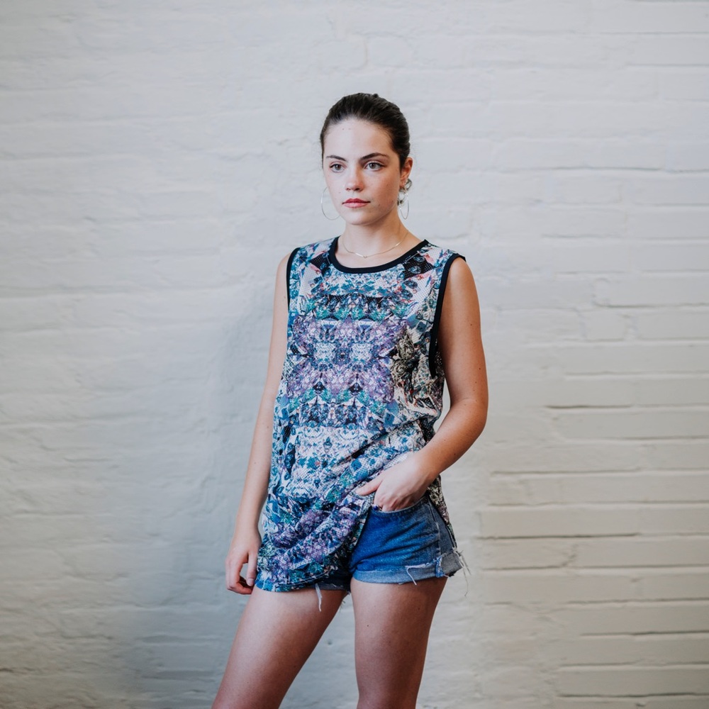 Bold Print Mesh Tank
