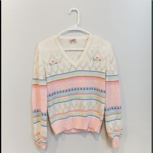 super cute pastel vintage rainbow sweater