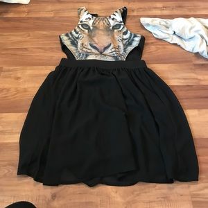 Tiger dress with side cutouts