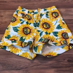 High waisted sunflower shorts