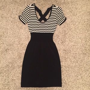 Black And White Stripe Stretch Dress