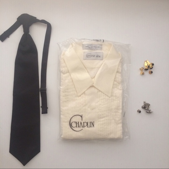 New Ivory Tuxedo Shirt 1/4" Pleat with Free Bonus - Picture 2 of 5