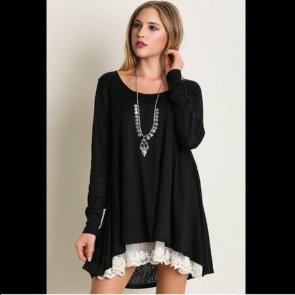 🏆HOST PICK🏆🖤Lace Front Hem Tunic black - Picture 3 of 3