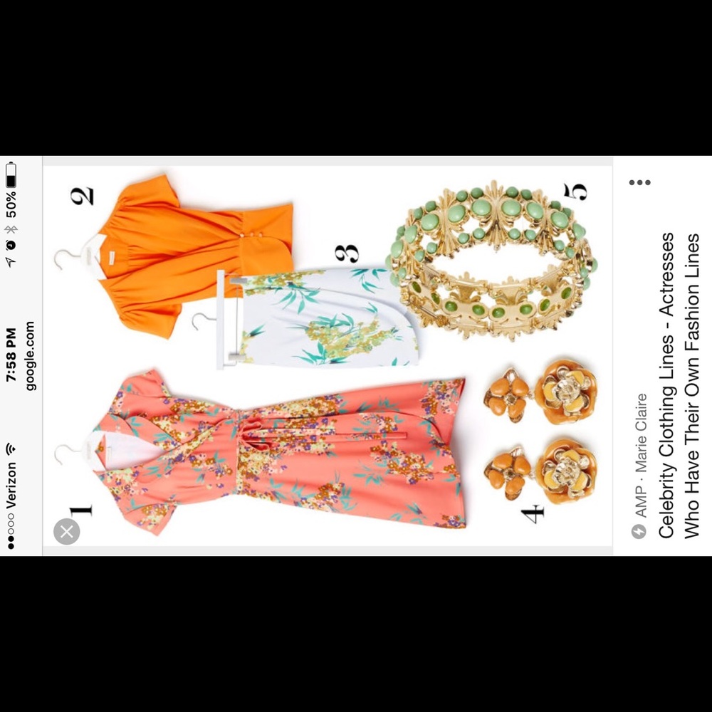 Eva Mendes peplum tangerine blouse