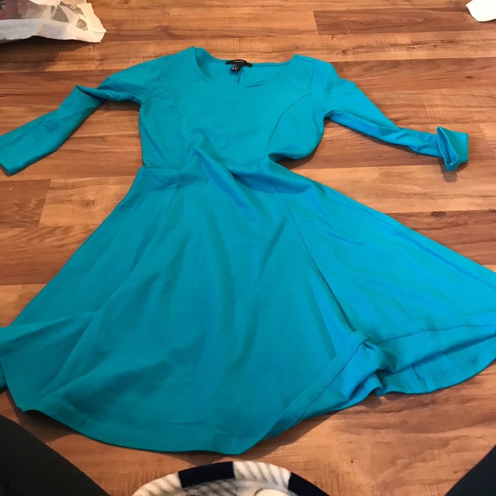 3/4 sleeve turquoise dress