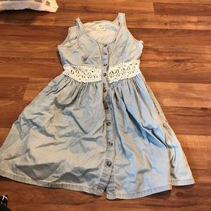 Denim dress with lace cut out in middle